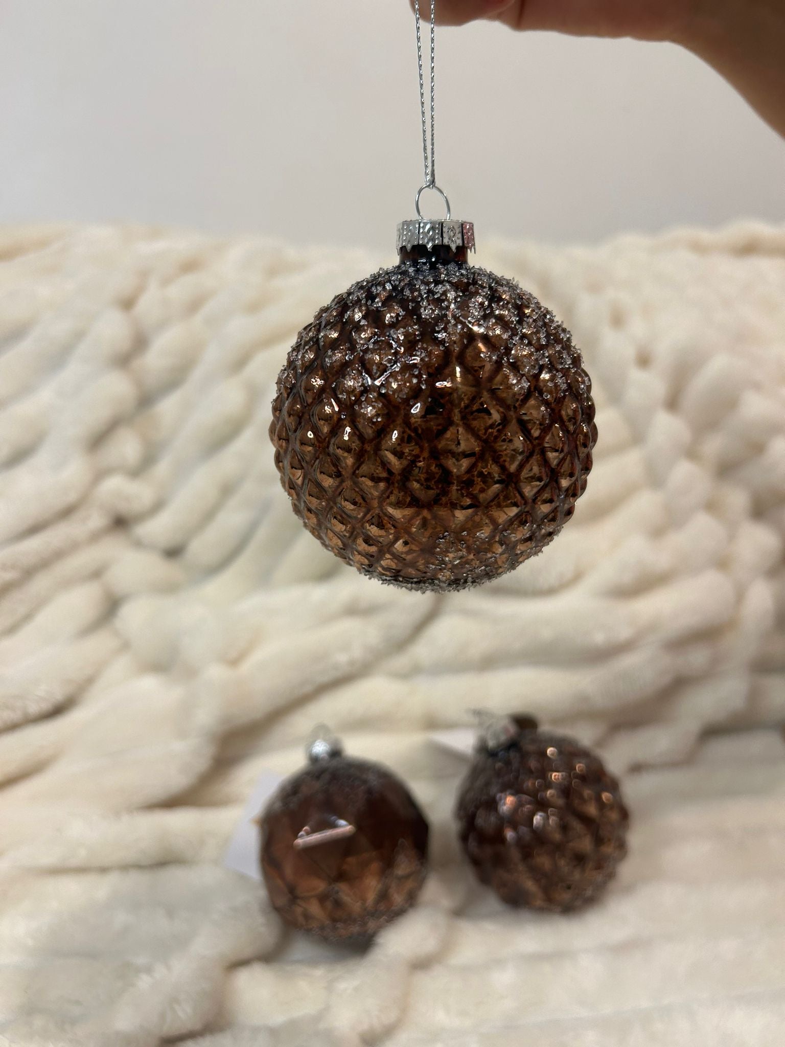 Boule de Noël Rustico, Lot de 3 - couleur marron