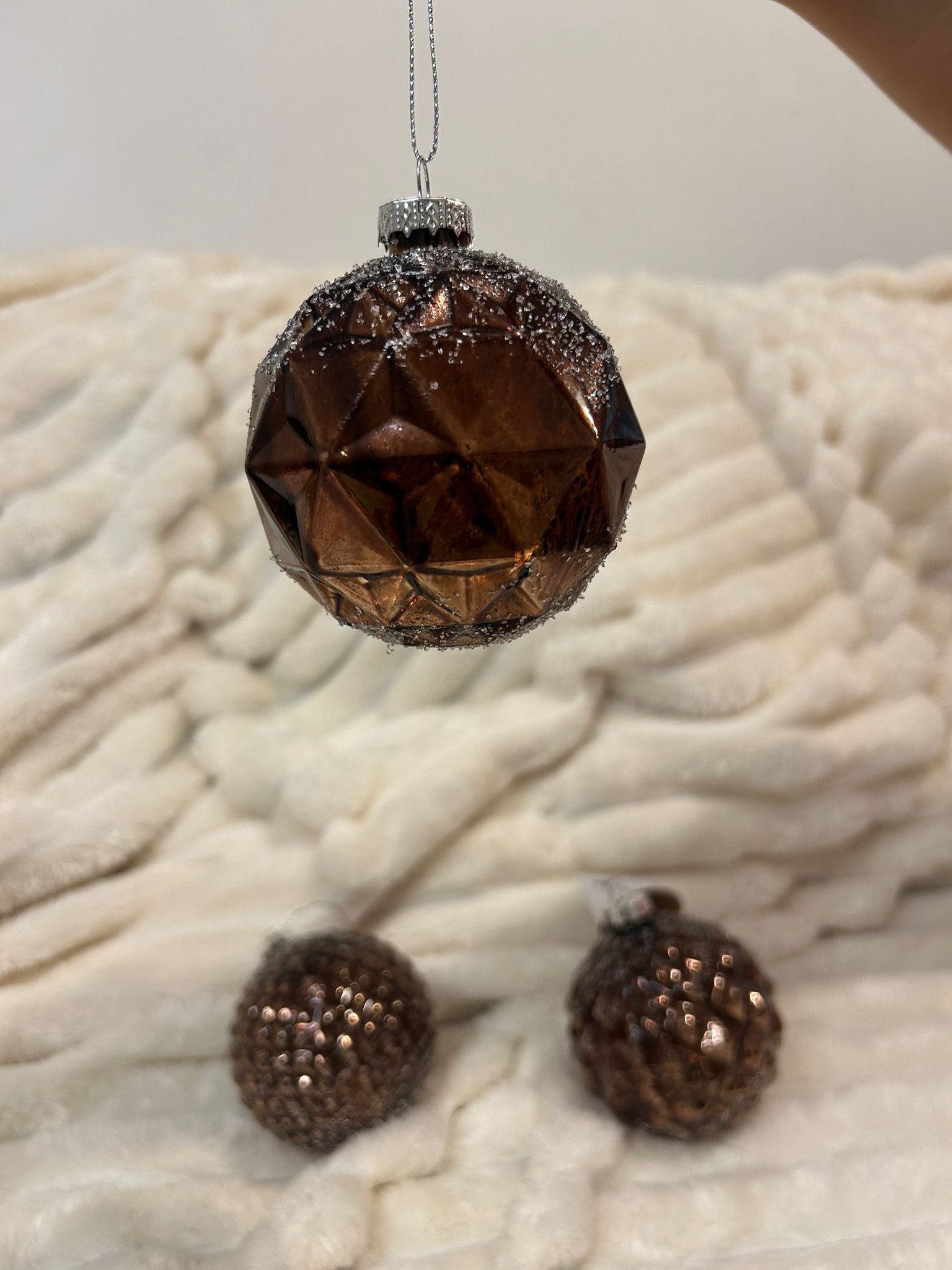 Boule de Noël Rustico, Lot de 3 - couleur marron