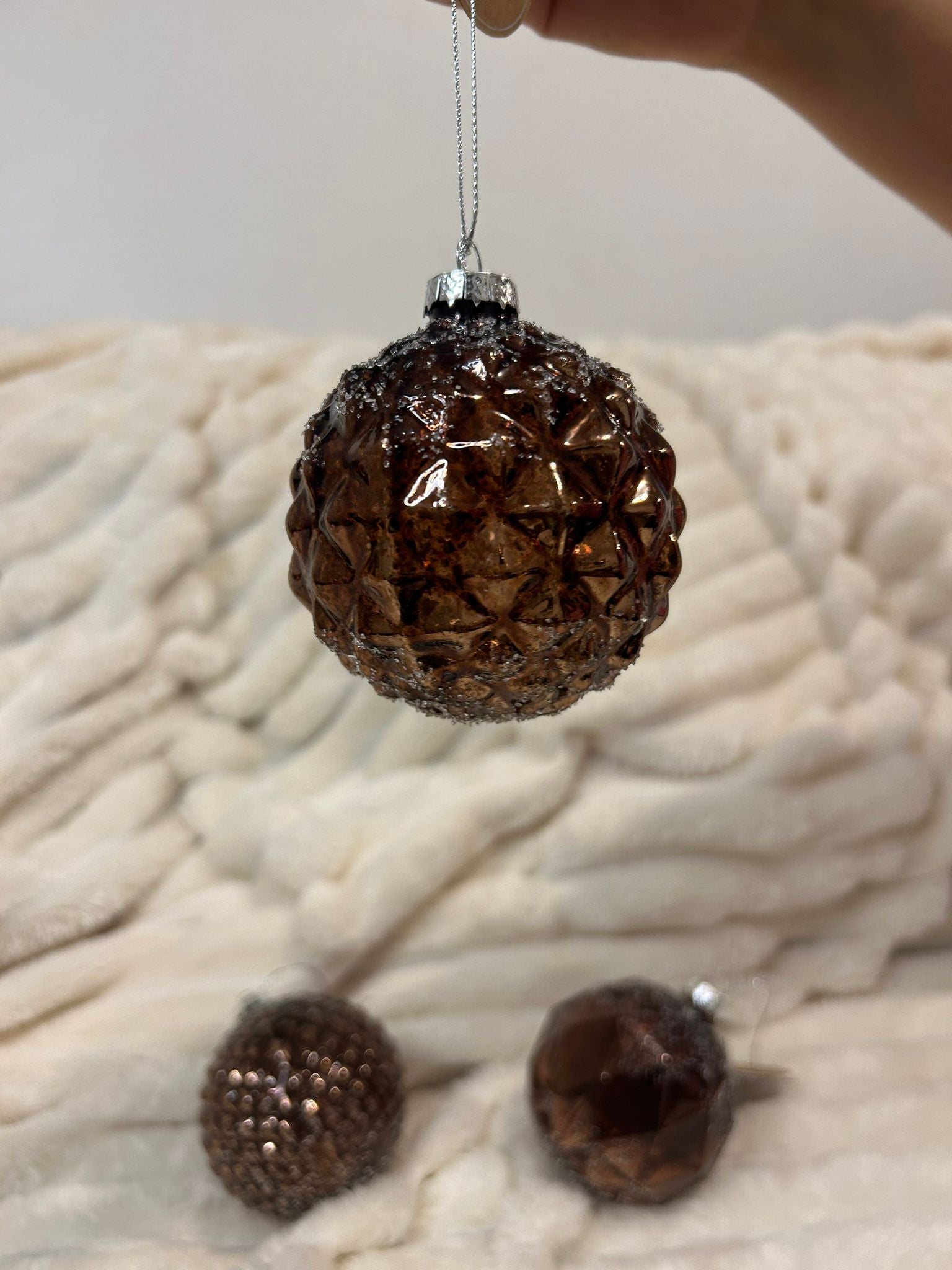 Boule de Noël Rustico, Lot de 3 - couleur marron