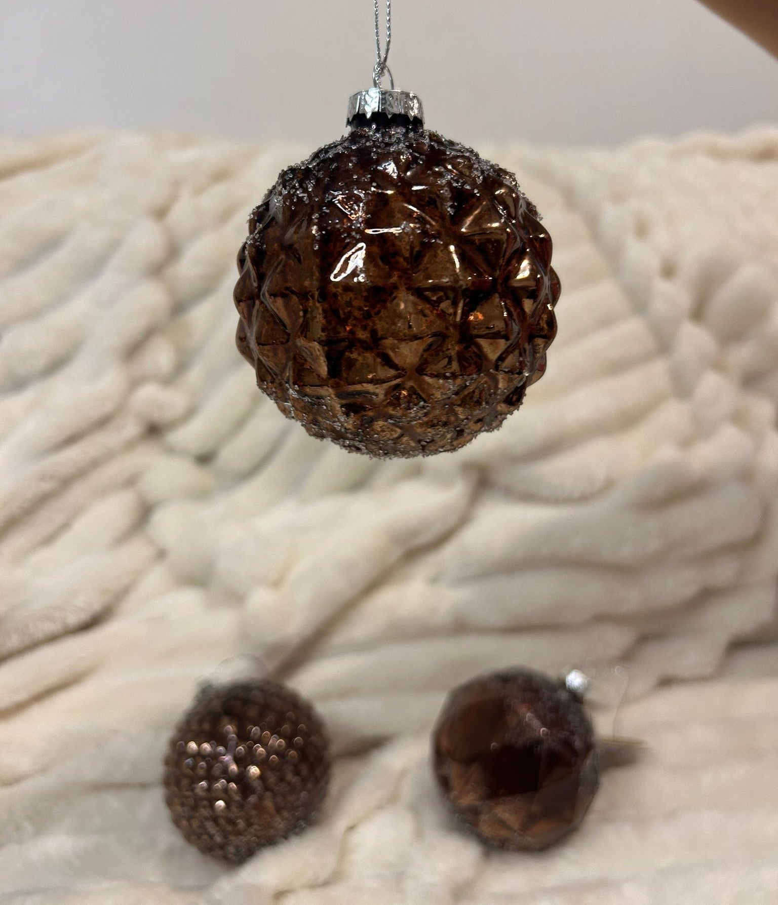 Boule de Noël Rustico, Lot de 3 - couleur marron